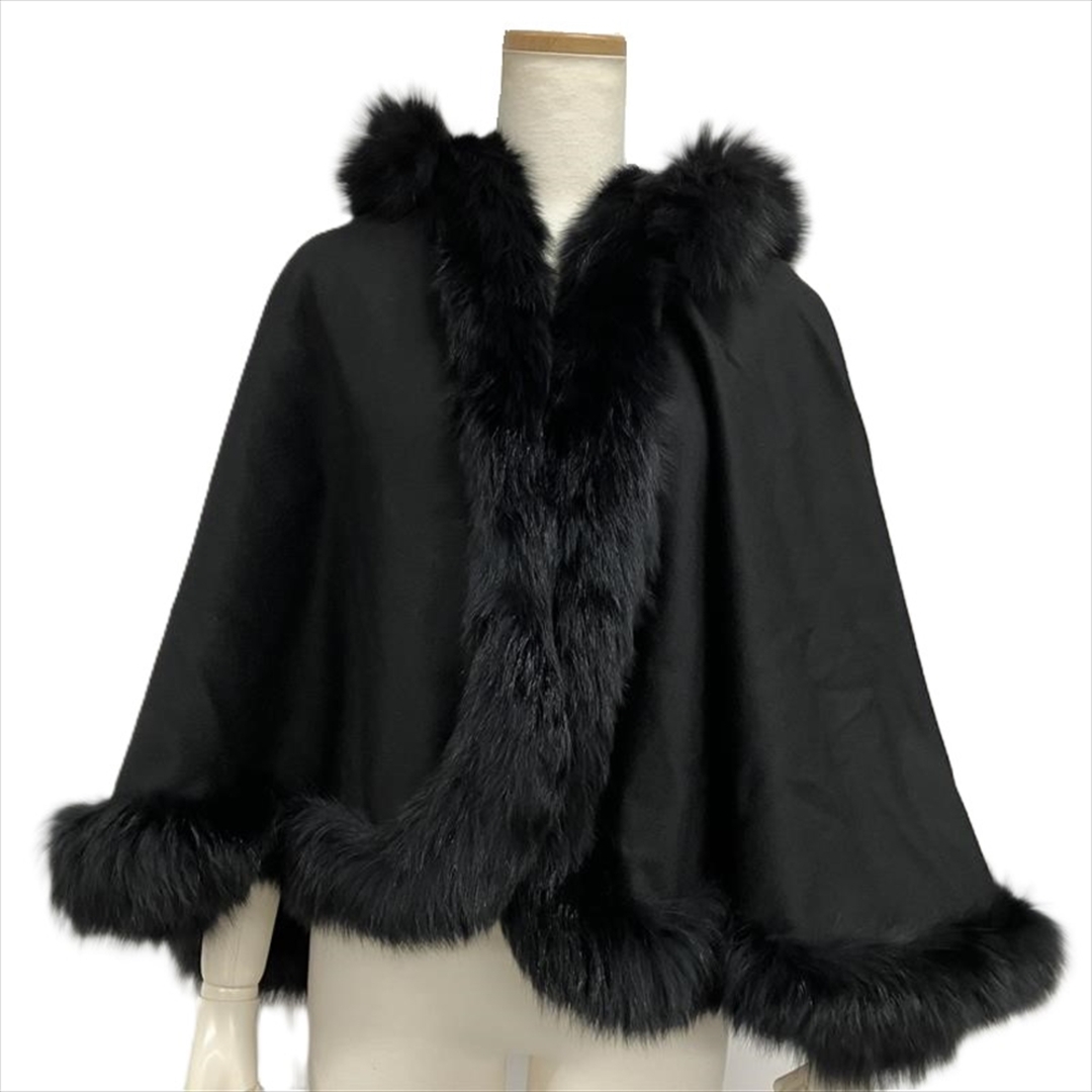 ファーケープ タグなし ポンチョ ファー ブラック レディース【中古