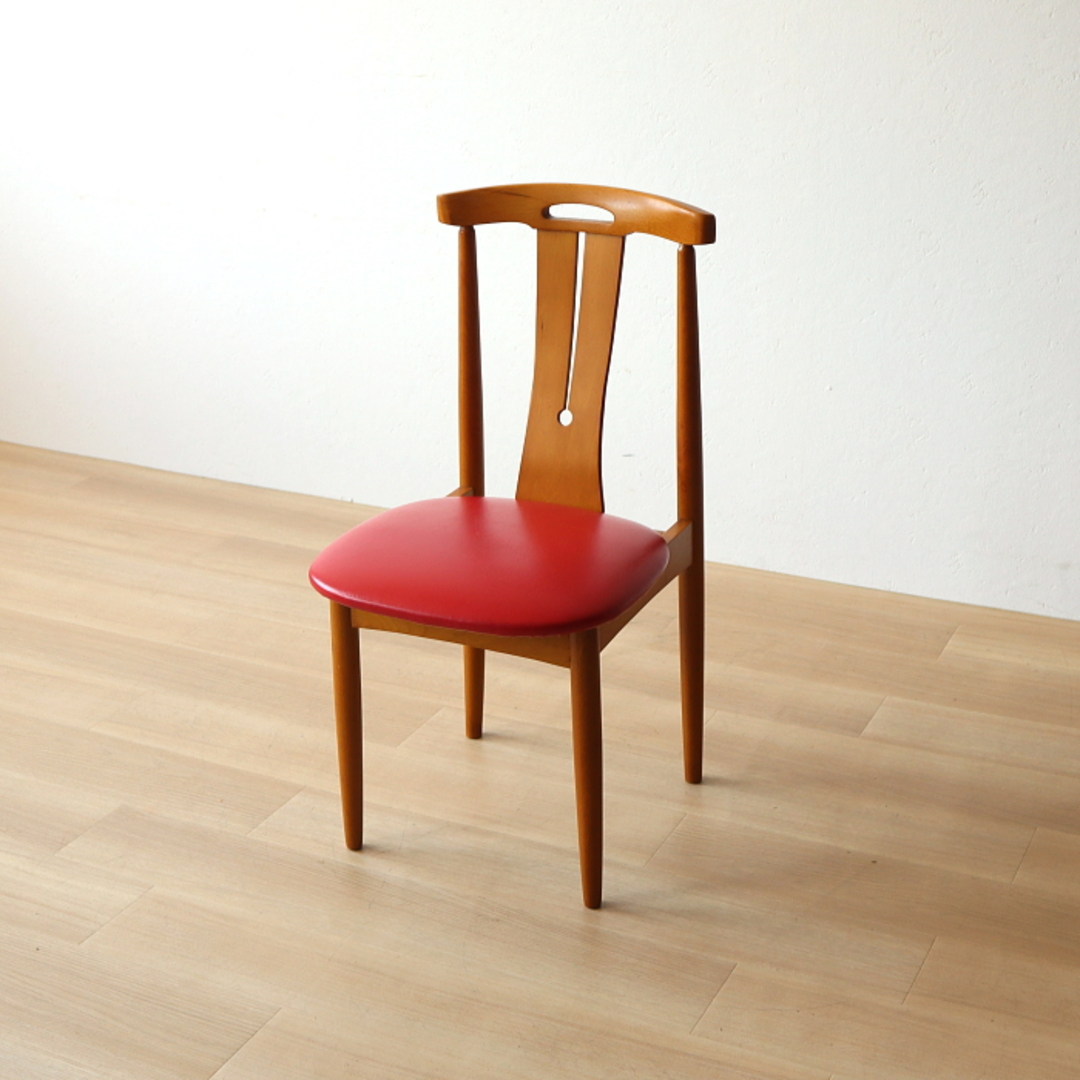 レトロ 赤 飛騨の家具 ダイニングチェア ブナ材 古家具 無垢材