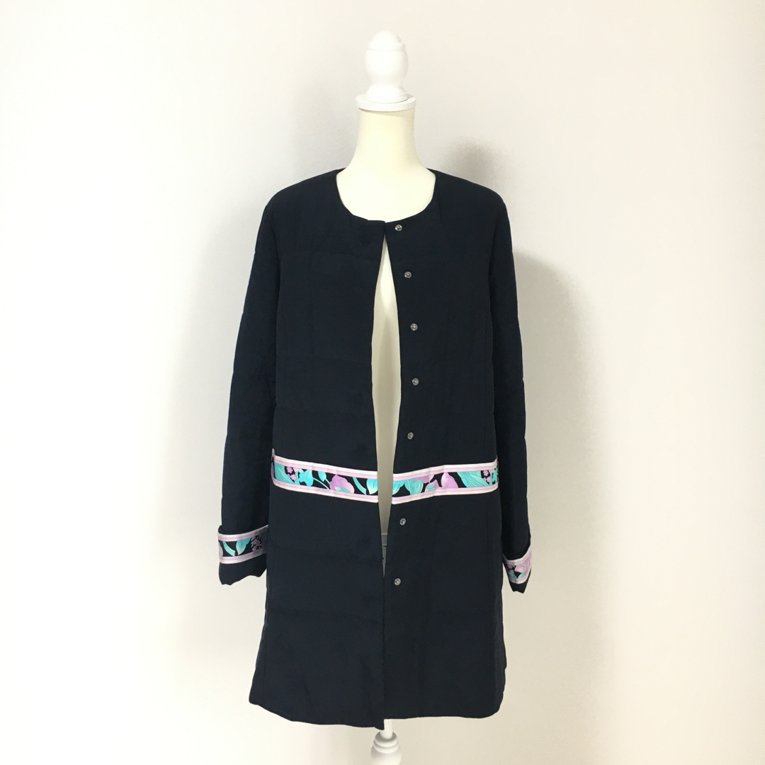 近年美品 LEONARD レオナール シルク ロング カーディガン コート 42