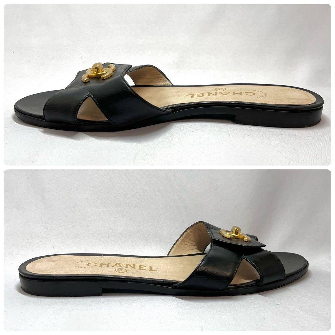 希少⭐︎CHANEL シャネル ココマーク ターンロック サンダル 黒 37.5