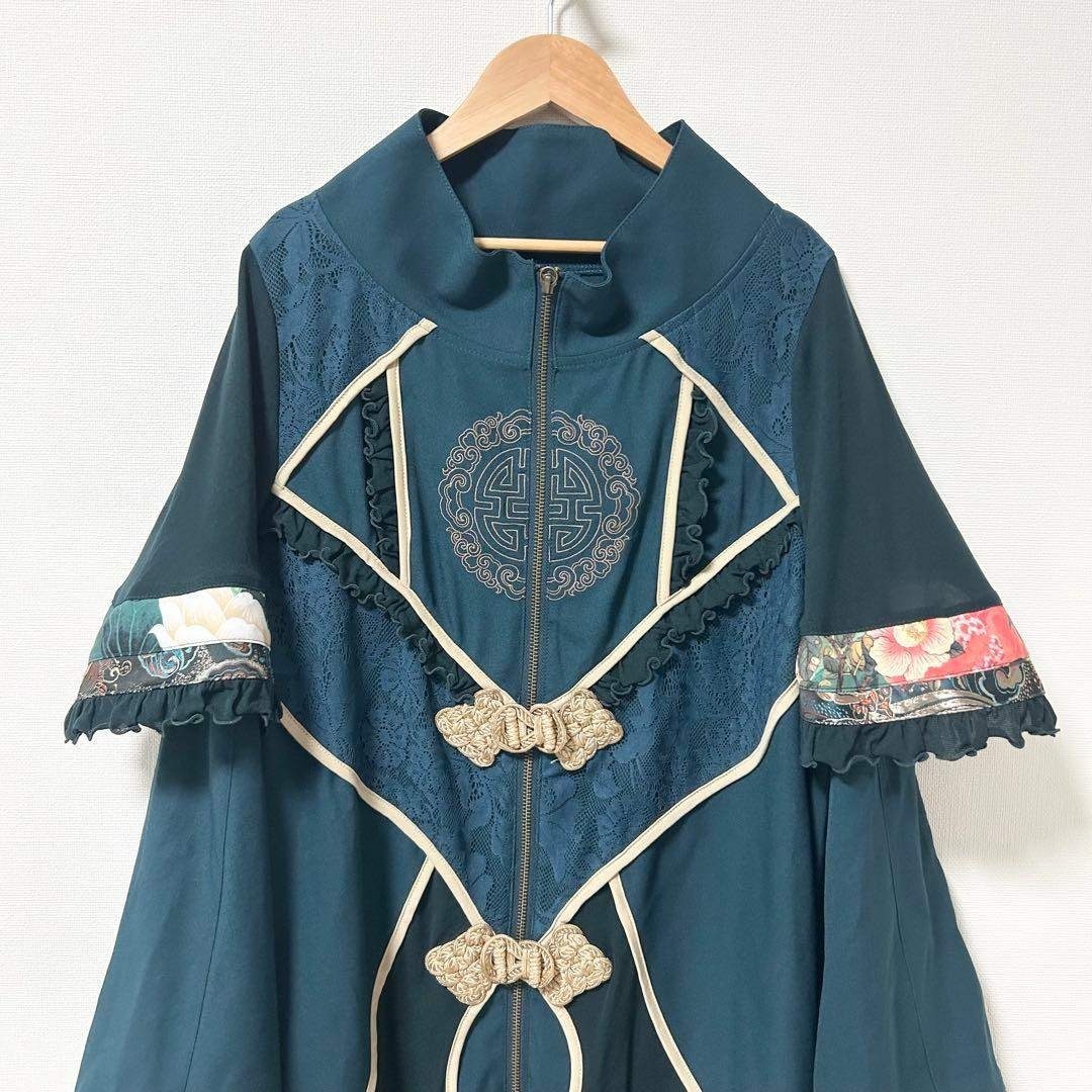 ozz oneste チャイナワンピース 羽織り グリーン