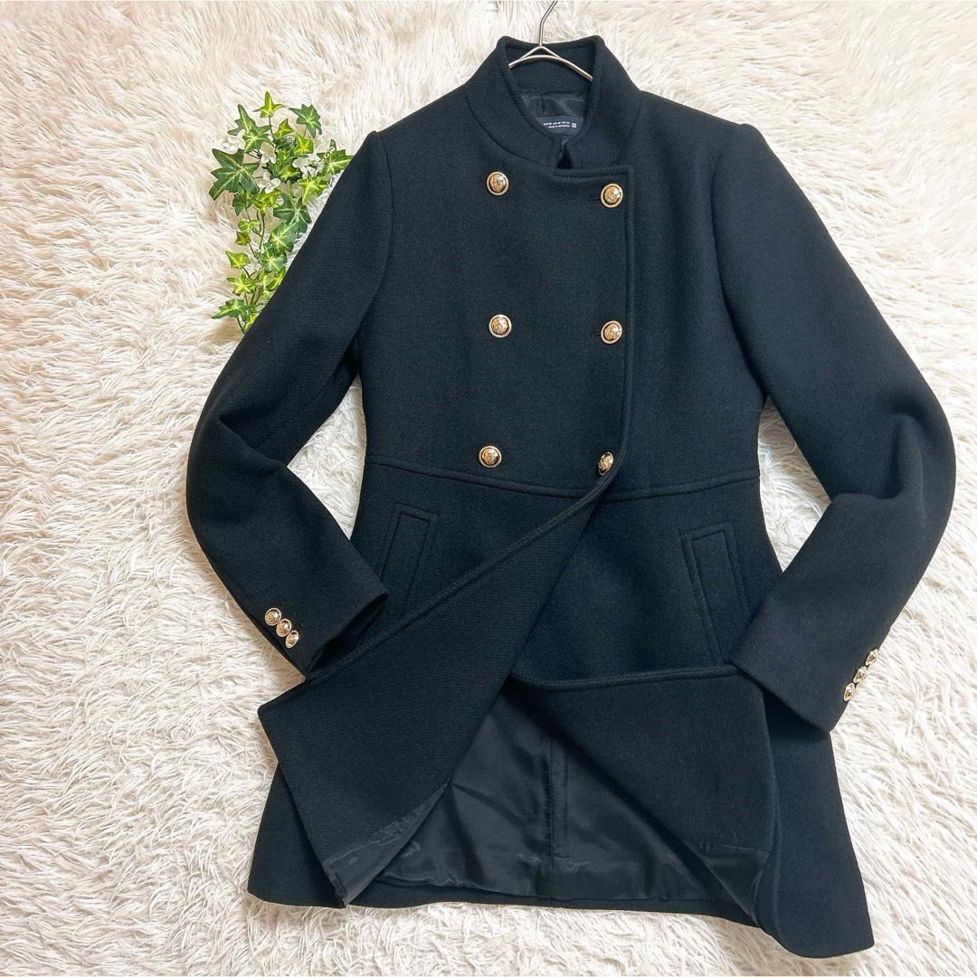 ZARA - ZARA ダブルブレストコート ゴールドボタン XS スタンドカラー