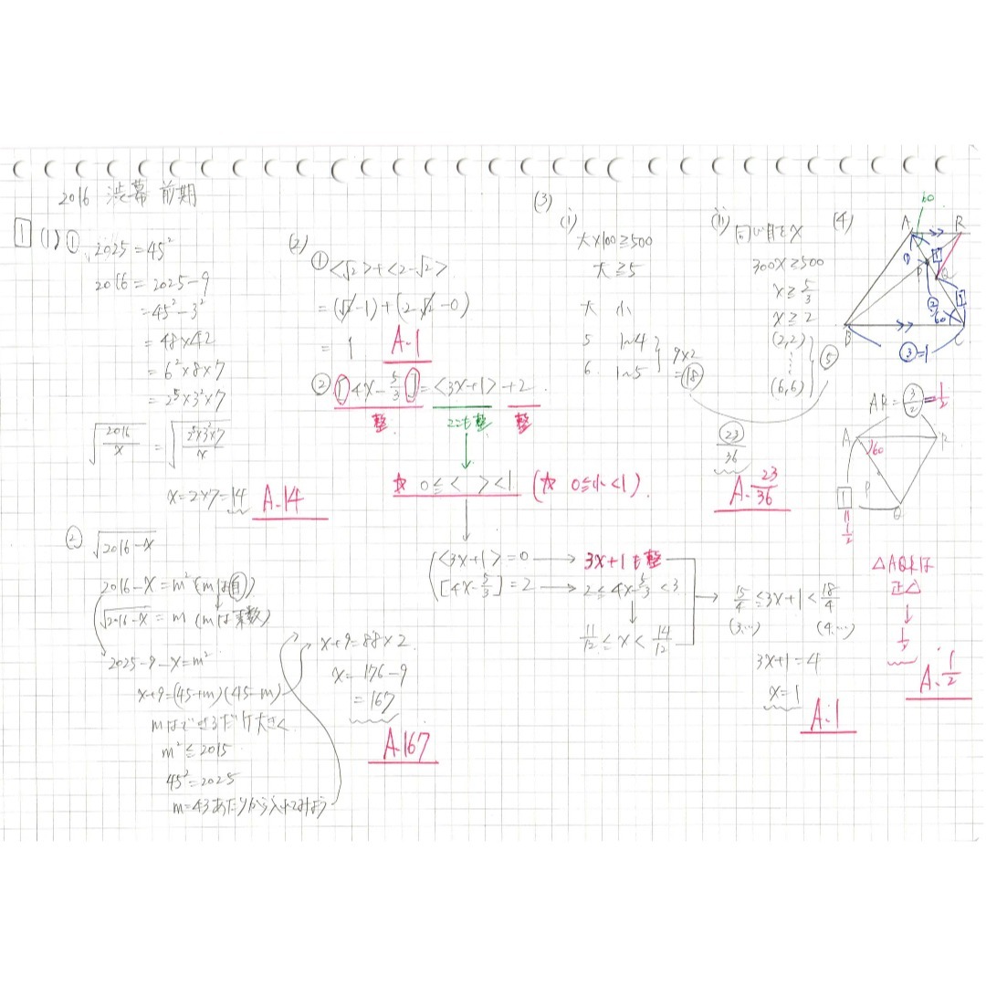 今だけ3割引 塾講師オリジナル数学解説 渋幕 高校入試 過去問 2009-