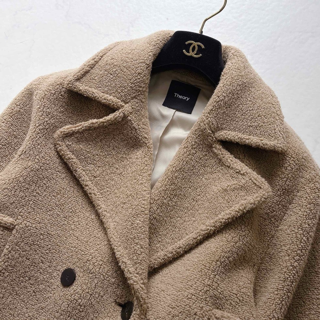 Theory】テディフリース ボア ショート丈 ピーコート ベージュ Theory