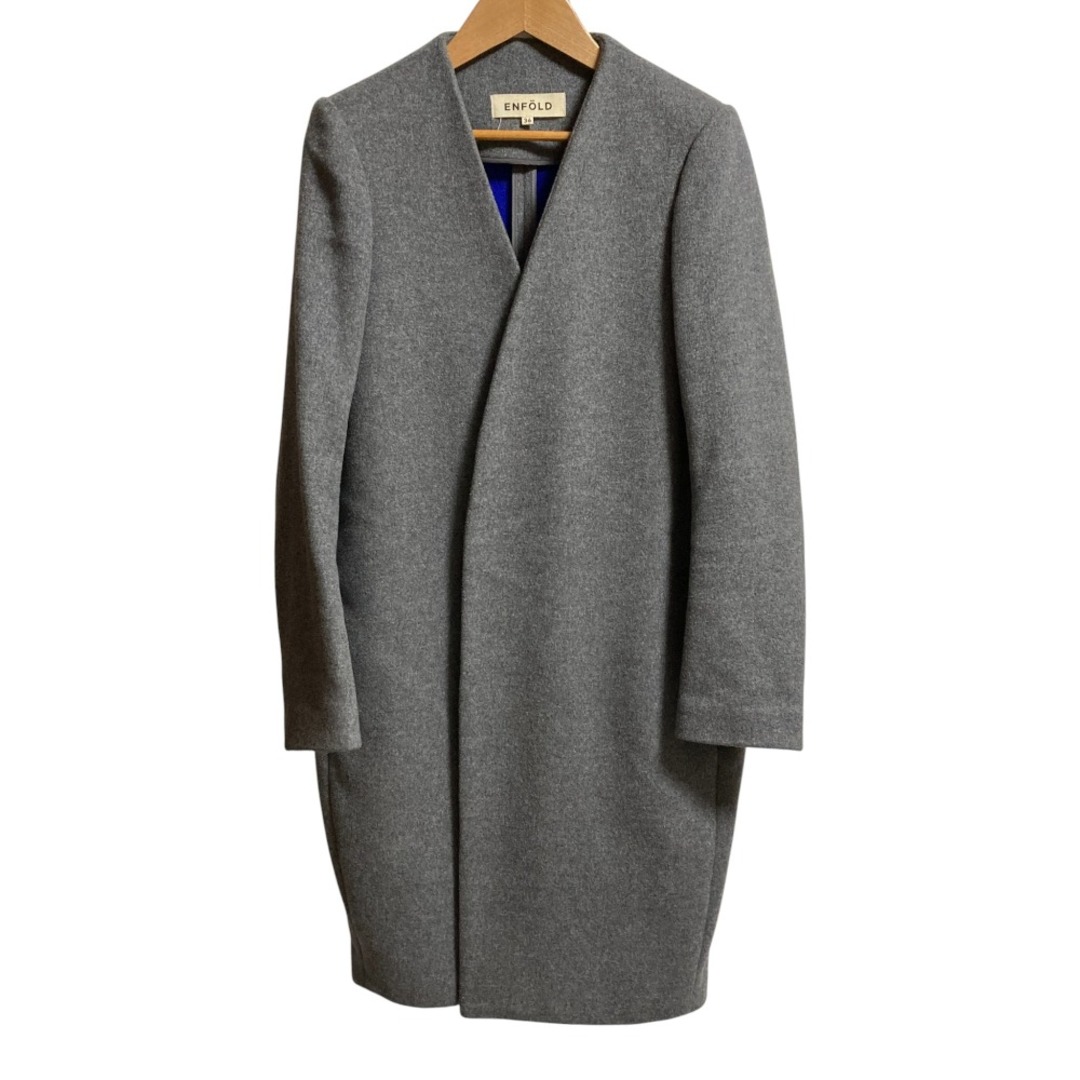 ENFOLD - 美品 ENFOLD エンフォルド ウール ノーカラーコート サイズ36