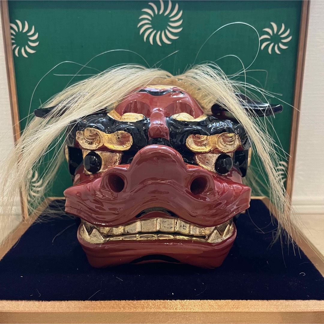 獅子舞 獅子頭 木彫 魔除け 祭 置物 古美術 神楽 木製 木彫 正月