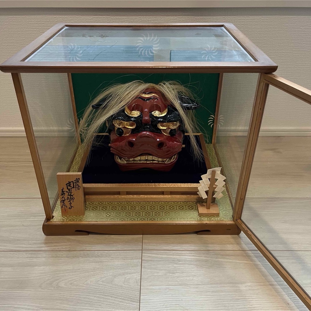 獅子舞 獅子頭 木彫 魔除け 祭 置物 古美術 神楽 木製 木彫 正月