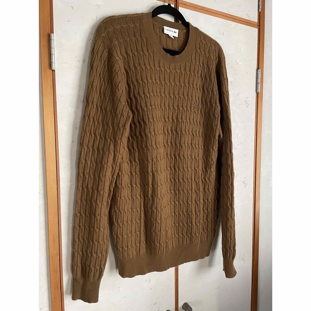 LACOSTE - 美品 ラコステ カシミヤ混 ケーブルクルーネックニット