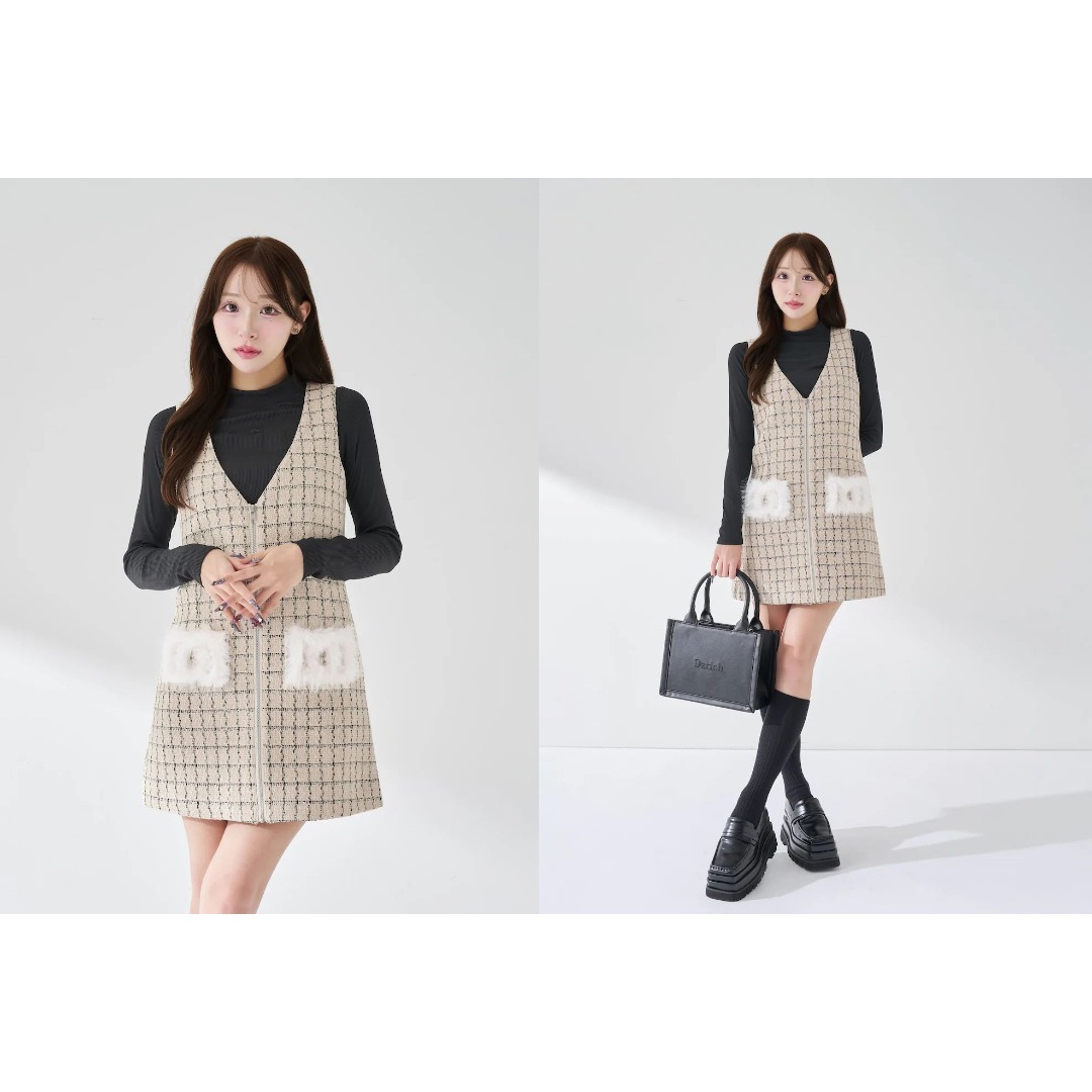 Darich - ダーリッチ darich フロントファスナーツイードミニ