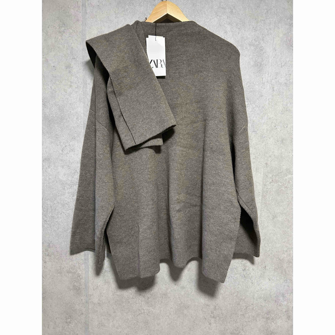 ZARA - スカーフ付きショートニットコートの通販 by Rin Rin ｜ザラ