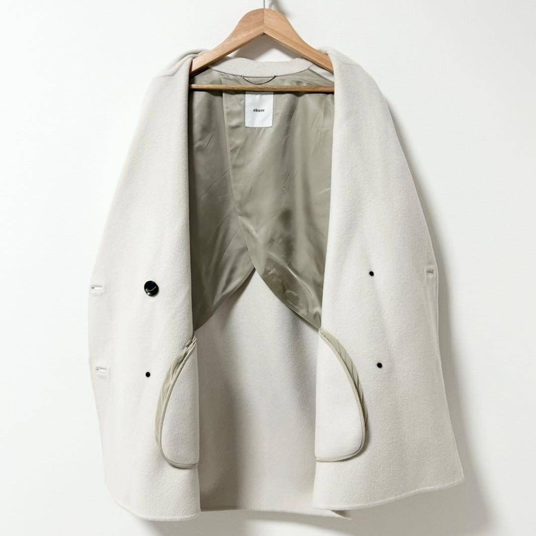 ebure super120 ダブルビーバーダブルオーバーコート オフホワイト