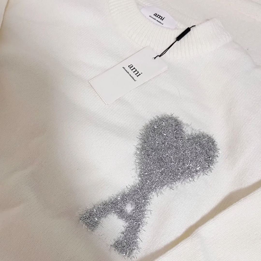 ami - 最終値下げ AMI アミパリス ホワイト シルバー ラメ セーター