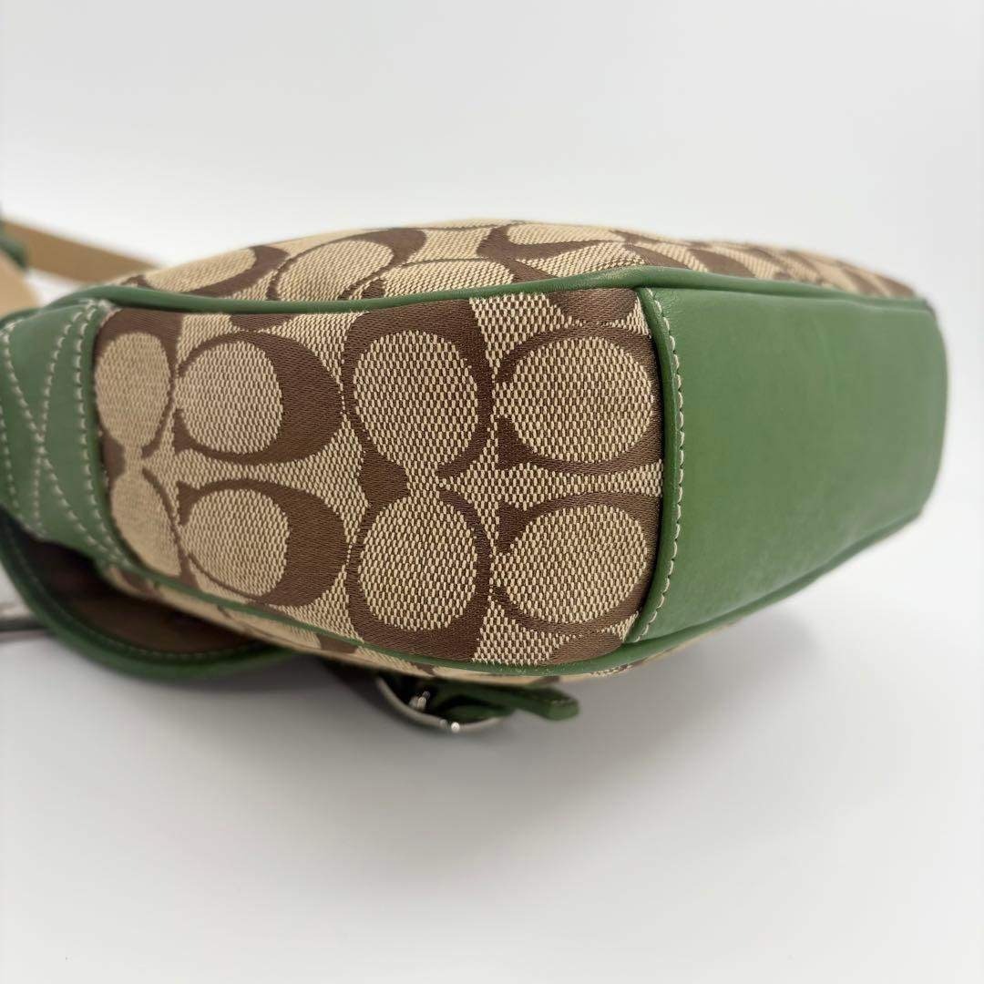 希少 美品 COACH コーチ シグネチャー ショルダーバッグ 緑 837