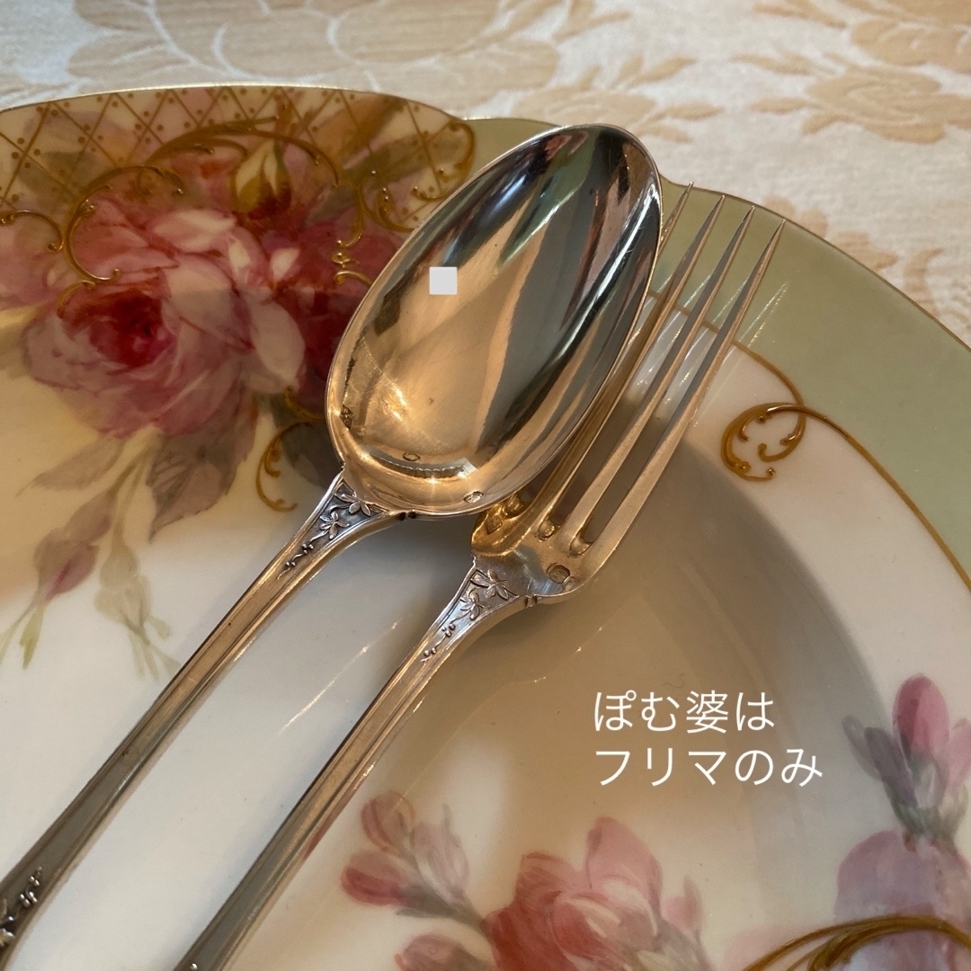 フランス／E.Lefebvre】純銀／デザートフォーク＆デザートスプーンの