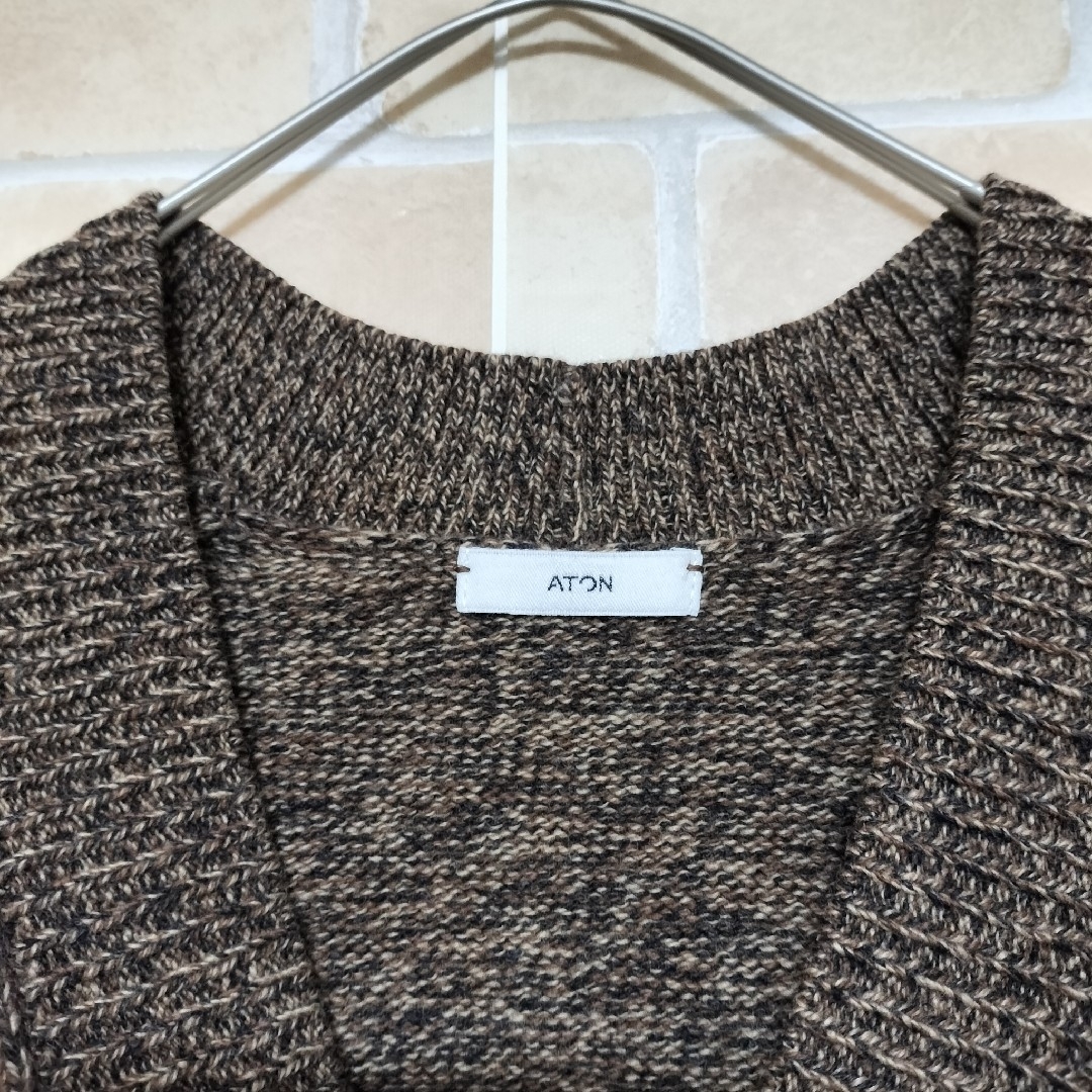極美品】ATON ニットカーディガン 厚手 ブラウン size2 エイトン