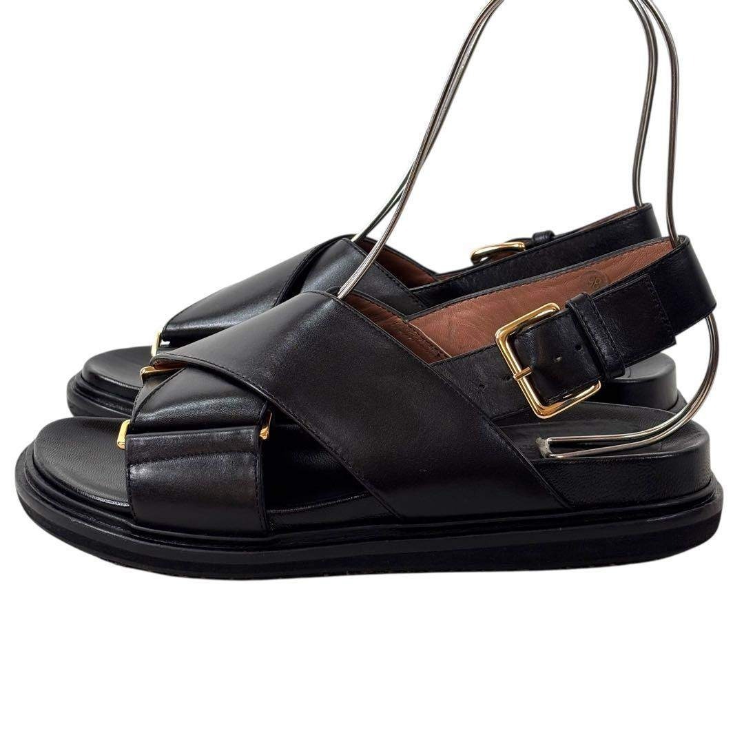マルニ MARNI 36 23 フスベットサンダル クロスベルト ブラック 黒
