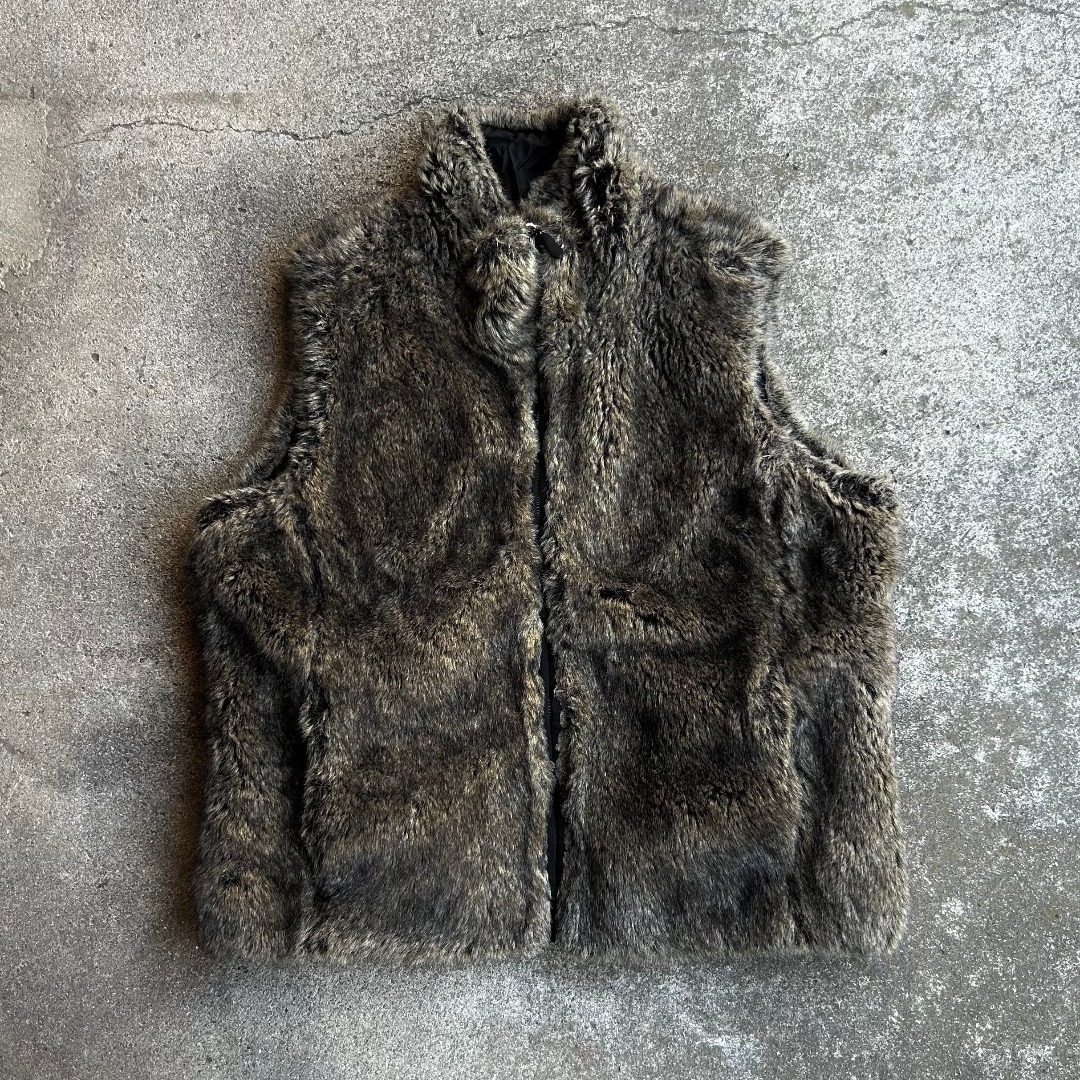 90s Vintage フェイクファー リバーシブルベスト Y2K アーカイブ