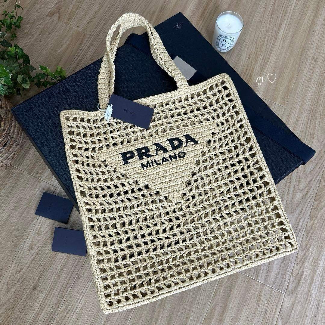 PRADA - 新品 PRADAプラダ クロシェトートバッグ1BG393 カゴ ラフィア