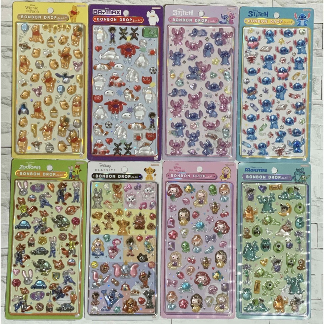 正規品】ディズニー 8種類コンプリート ボンボンドロップシールの通販