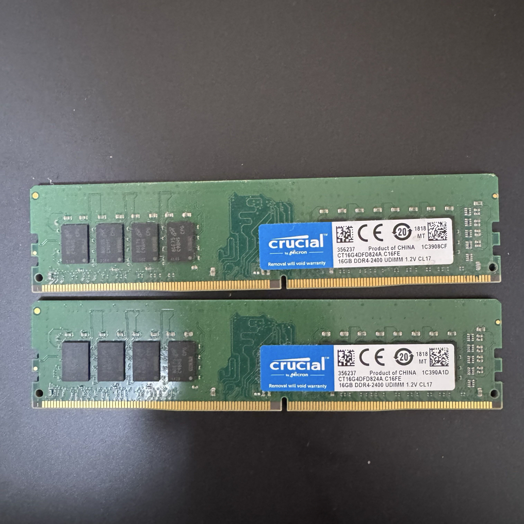 crucial - 【中古】DDR4-2400 32GB(16GB×2枚) crucialの通販 by カール