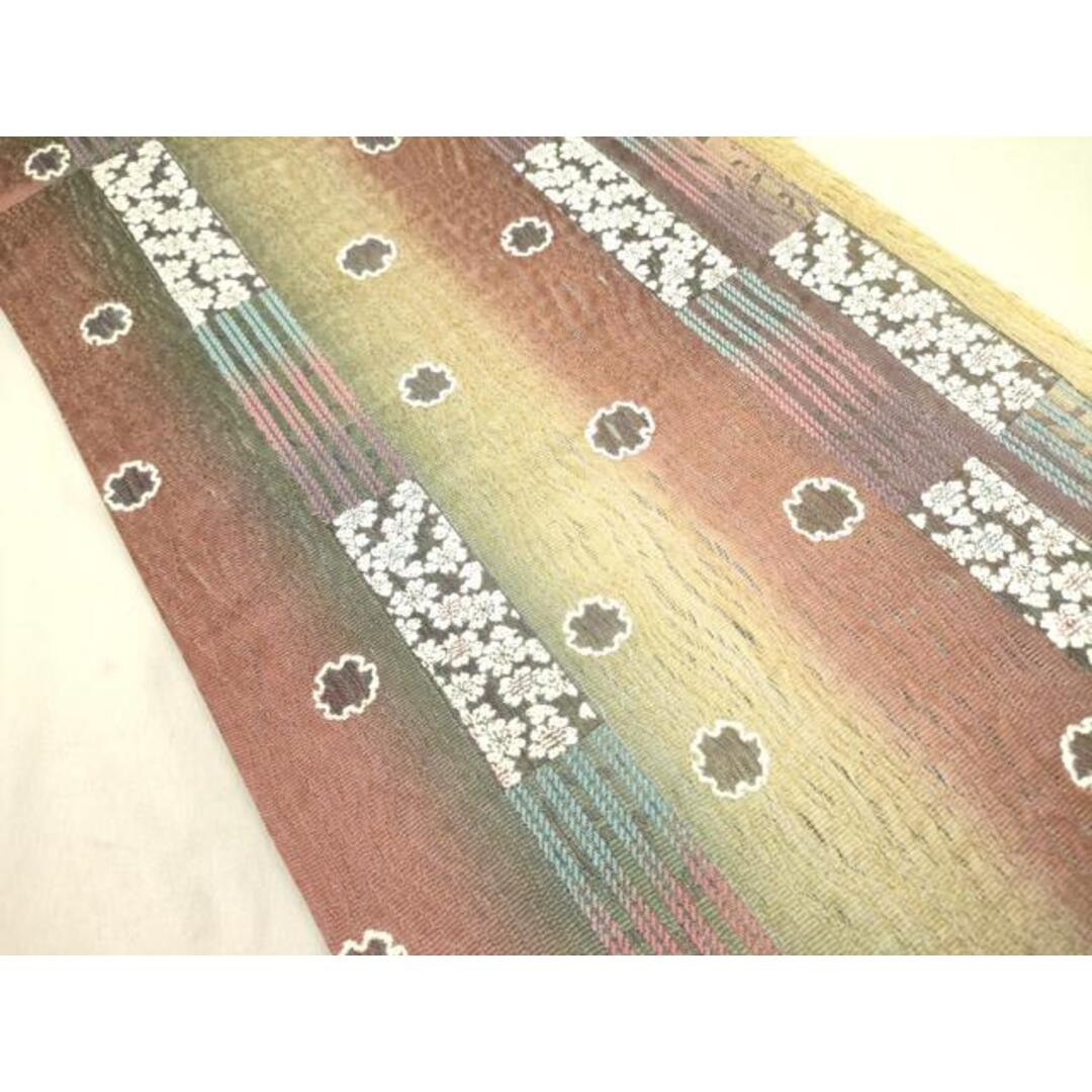 平和屋着物○六通柄袋帯 唐織 芭蕉系バンブー和紙織 舞桜 正絹 逸品 未