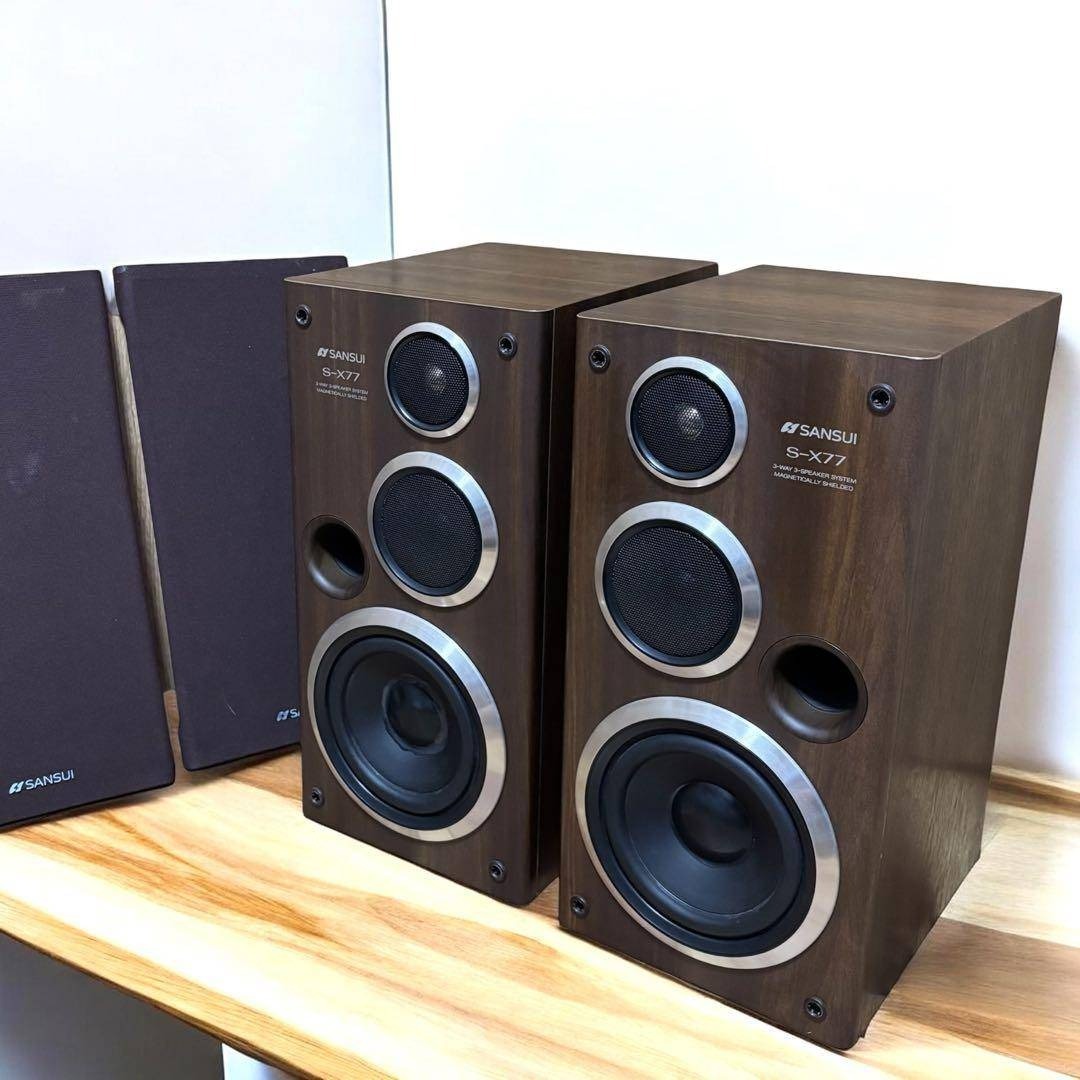 動作良好】SANSUI S-X77 ペア 3Way スピーカー 美品 木製の通販 by