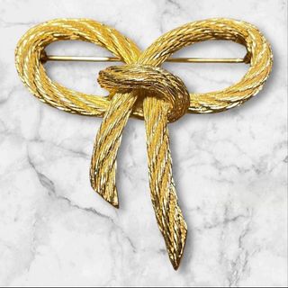 Christian Dior ディオール ロープ ロゴ ゴールド ブローチ CHRISTIAN