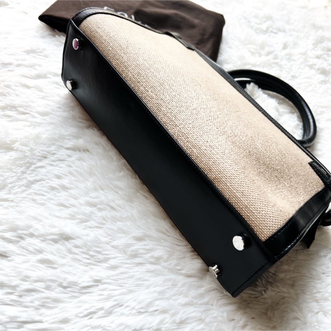 極美品 foxyフォクシー キャンバス レザー 本革 ショルダー バッグ