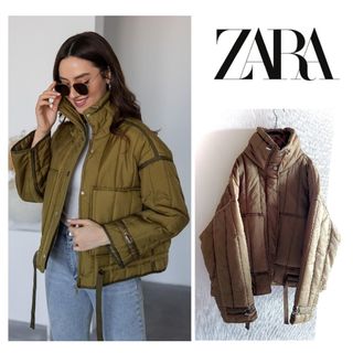 ZARA - ZARA フェイクファー フード付きダウンパフジャケットの通販 by