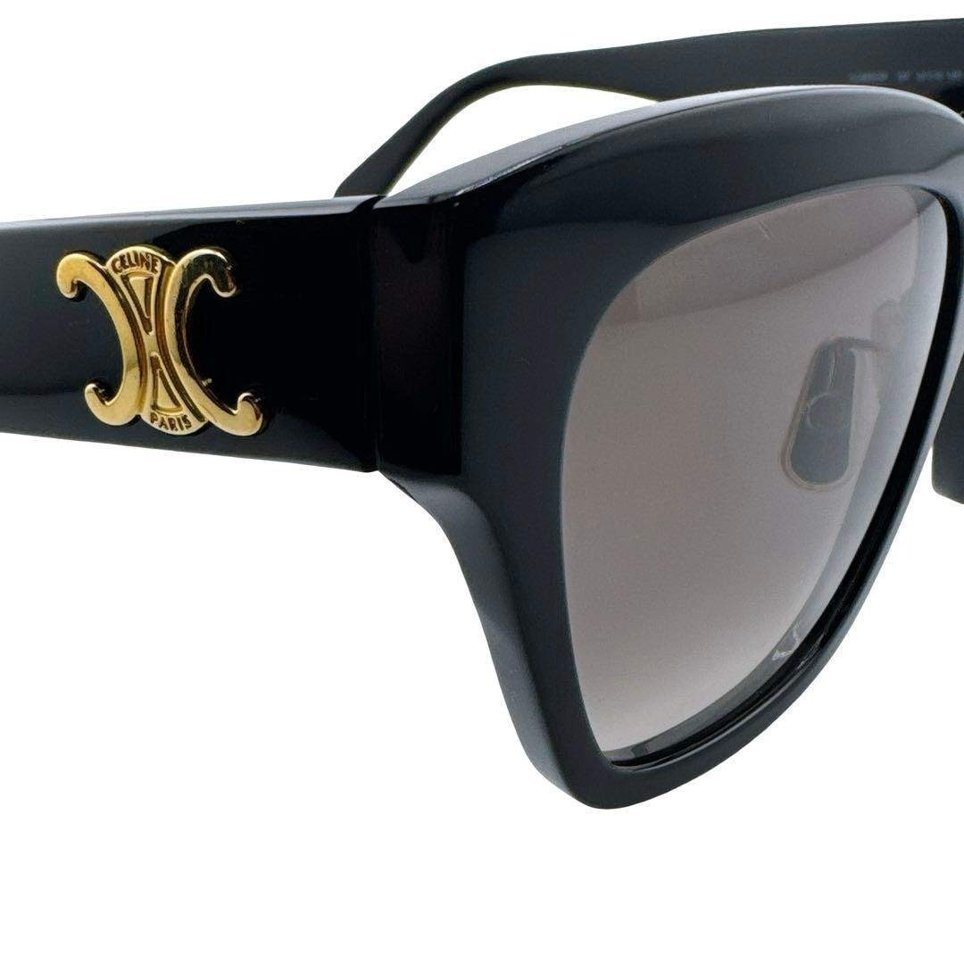 ケース付】セリーヌ サングラス トリンオフ ロゴ ゴールド金具 ブラック 黒