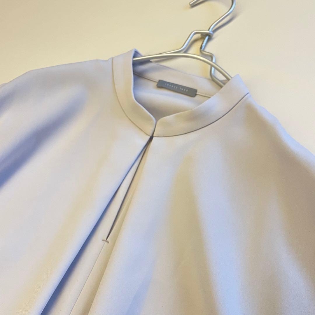 25モデル✨セオリーリュクス サテン バンドカラー ブラウス 比翼