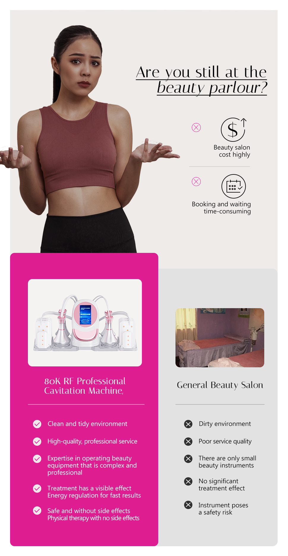 FREYARA 80K RF Ultrasonic Vacuum Cavitation System 6in1, for Fat