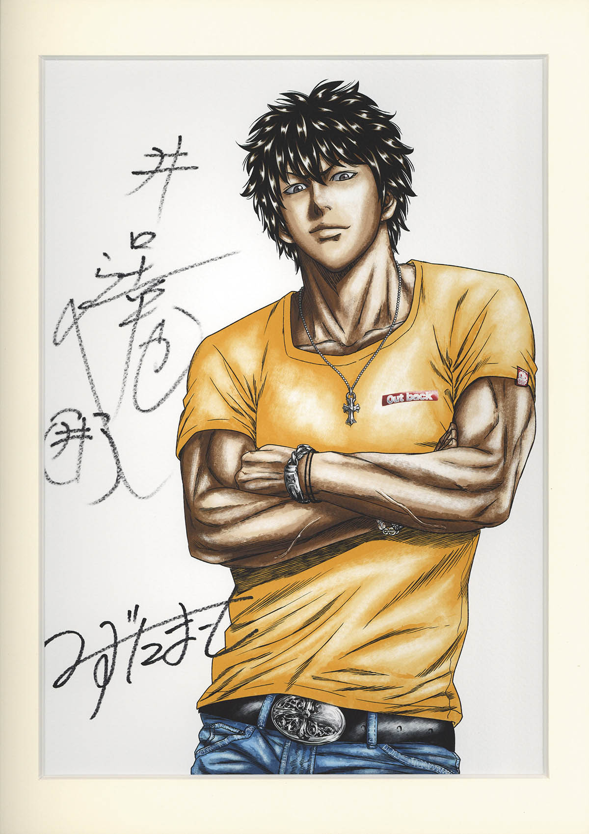 3217] 井口達也/みずたまこと 直筆サイン入りカラー複製イラスト「OUT」