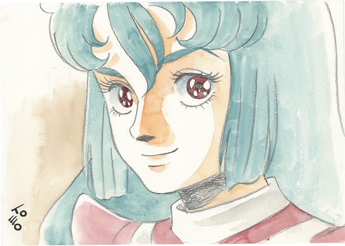 4113] 湖川友謙 直筆カラーイラスト「聖戦士ダンバイン」シーラ・ラパーナ