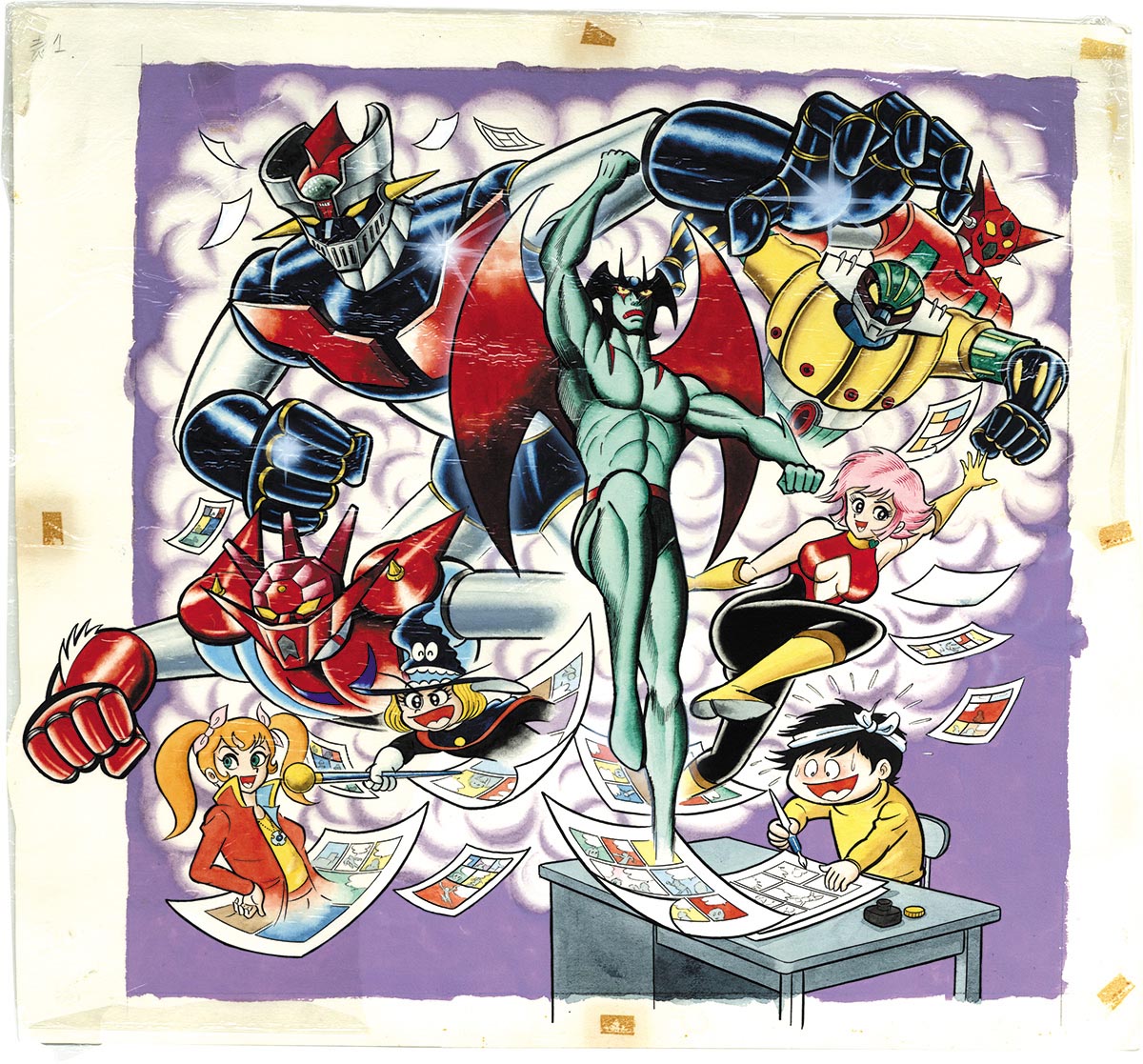 3025］ 永井豪 直筆カラー版権イラスト