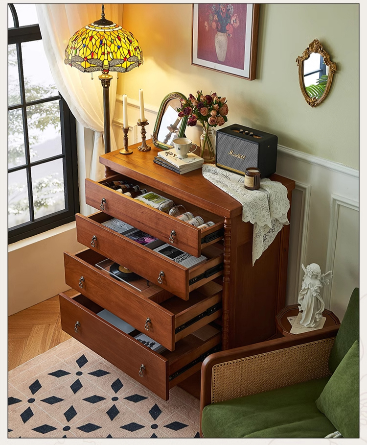 英国風木製4段チェスト | ヴィンテージ感漂う優雅な収納力 – CAGUUU