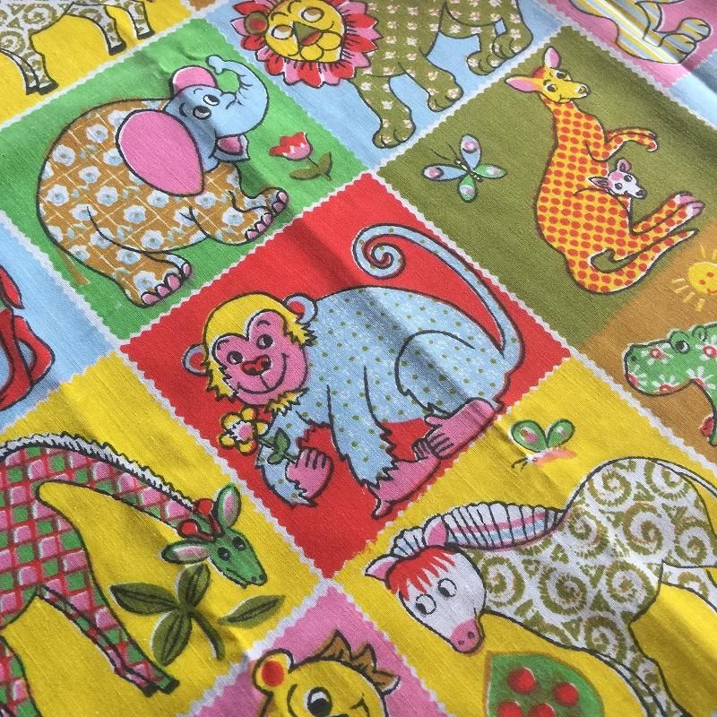 ビンテージフィードサックアニマルUSA99×124 ハンドステッチ ベビー