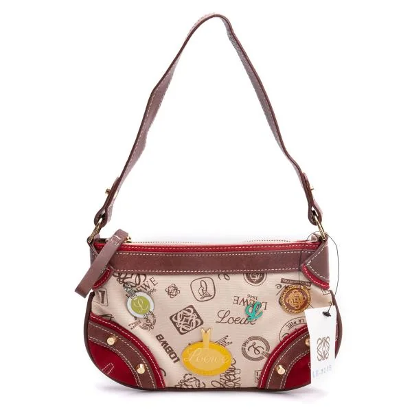 ロエベLOEWE 160周年記念 ピンバッチ装飾ミニショルダーバッグ