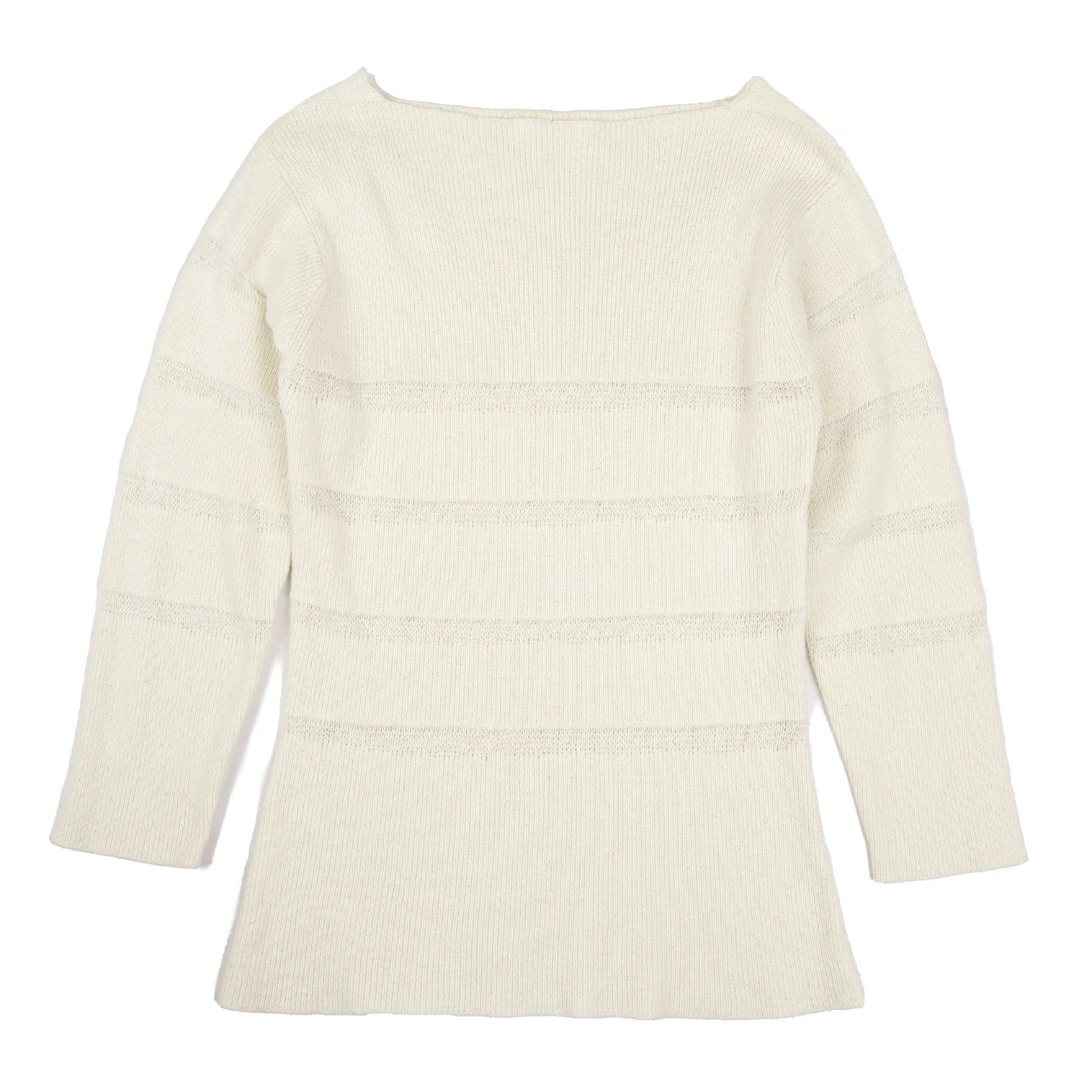 ヘルムートラングHELMUT LANG 透かしボーダー織りボートネックニット