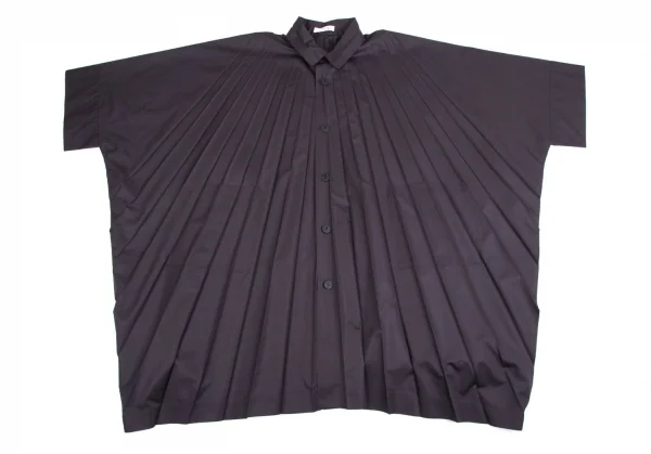 イッセイミヤケ ミーISSEY MIYAKE me プリーツドルマンコート 紺M位 (K