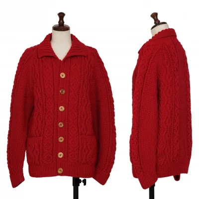 インバーアラン INVERALLAN ウールハンドニットカーディガン 赤L位 (K