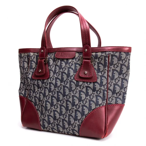クリスチャンディオールChristian Dior トロッターロゴハンドバッグ 赤