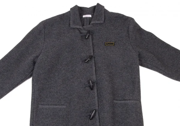 パパスPapas 圧縮ウールトグルボタンハーフコート グレーL位 (K-136649)