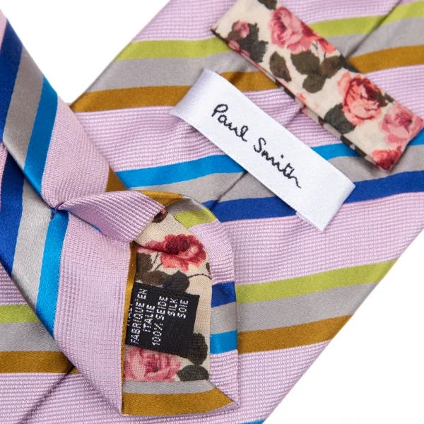 ポールスミス Paul Smith 裏花柄レジメンタルストライプネクタイ