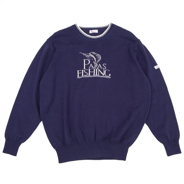 パパスPapas カジキニットセーター 紺M位 (K-105886)