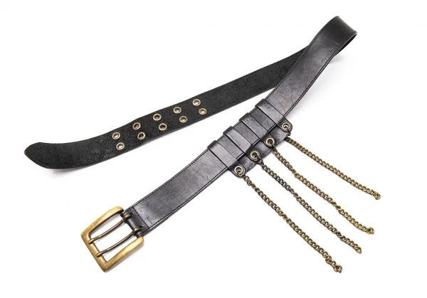 ジャンポールゴルチエJean Paul GAULTIER チェーン装飾レザーベルト 黒