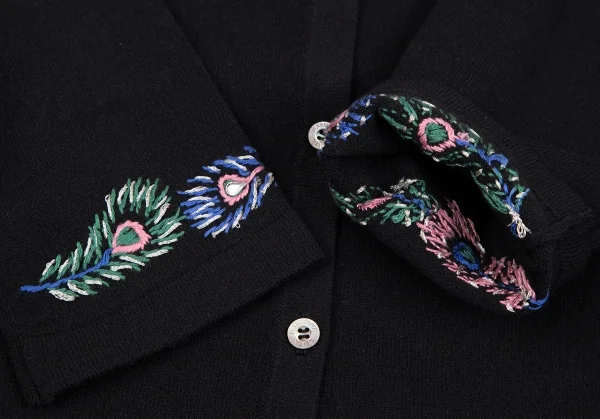 ケイタマルヤマKEITA MARUYAMA 孔雀羽刺繍七分袖カーディガン 黒1 (K