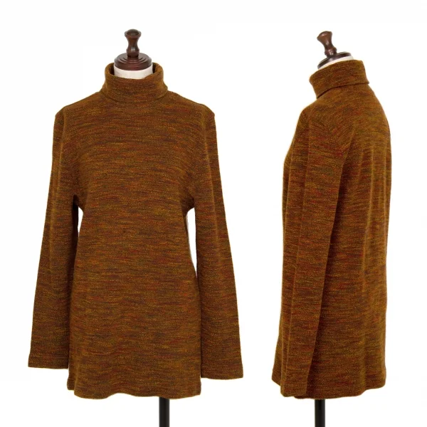 ミッソーニMISSONI DONNA タートルネックミックスニットトップス 黄茶