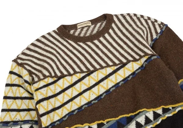 イッセイミヤケ メンISSEY MIYAKE MEN 柄切替デザインニットセーター