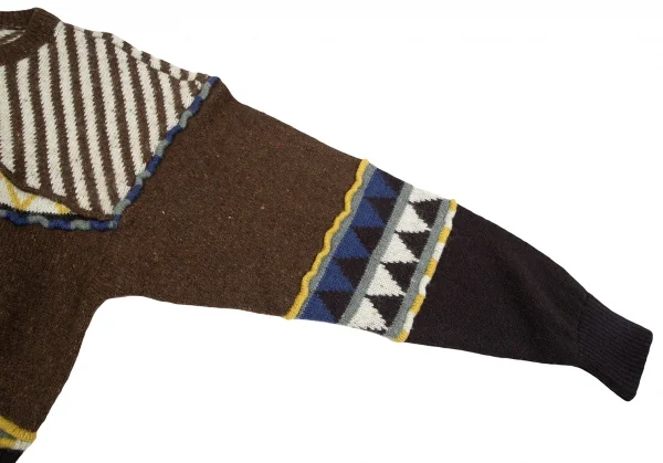 イッセイミヤケ メンISSEY MIYAKE MEN 柄切替デザインニットセーター